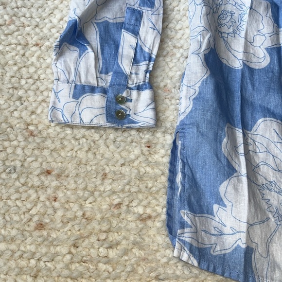 J. Jill Love Linen Everyday Linen Button-Front Shirt Clear Pond Floral‎ Sketch M - Picture 4 of 8
